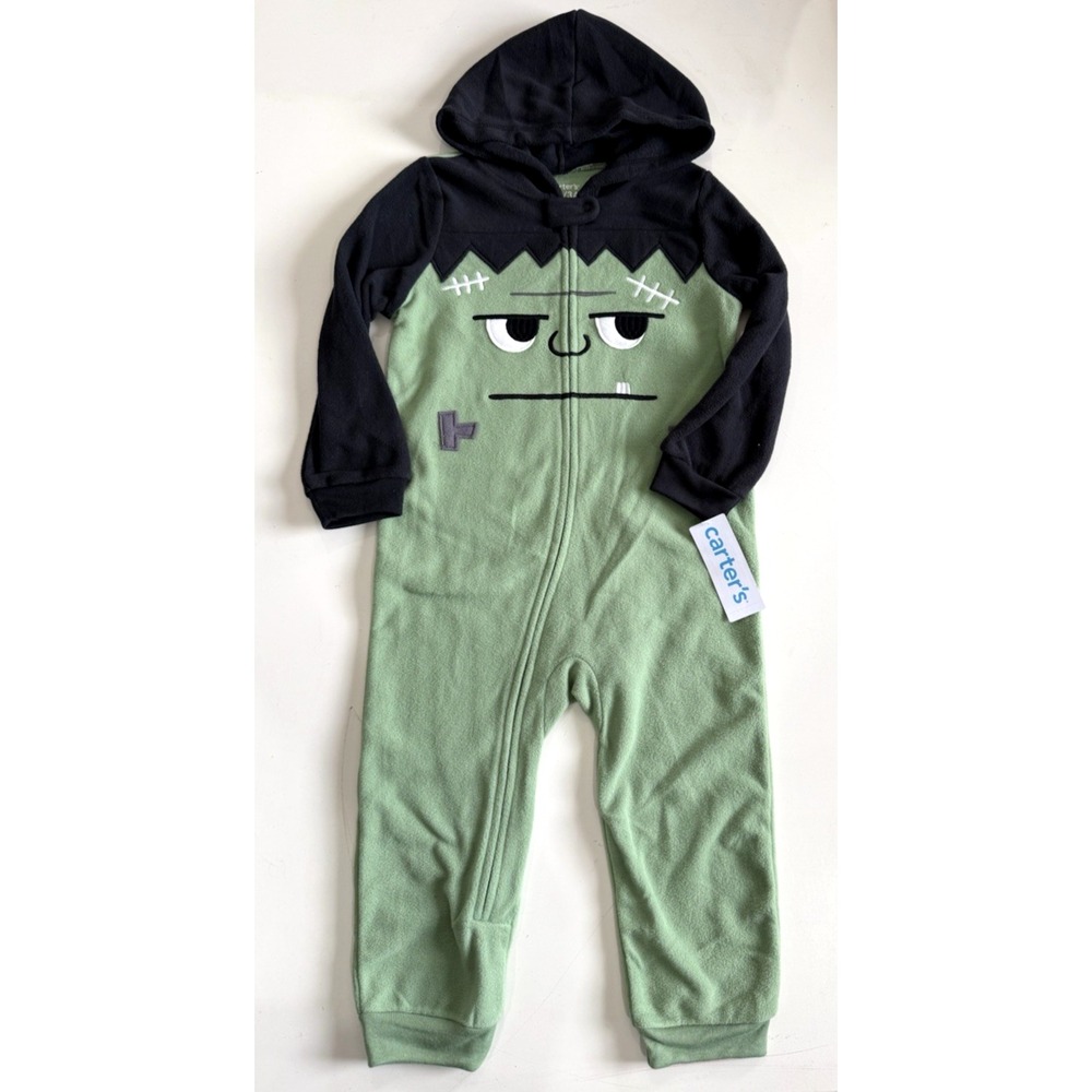 Toddler Boy's 3T Fleece Hooded Frankenstein Monster Halloween Pajama Sleeper